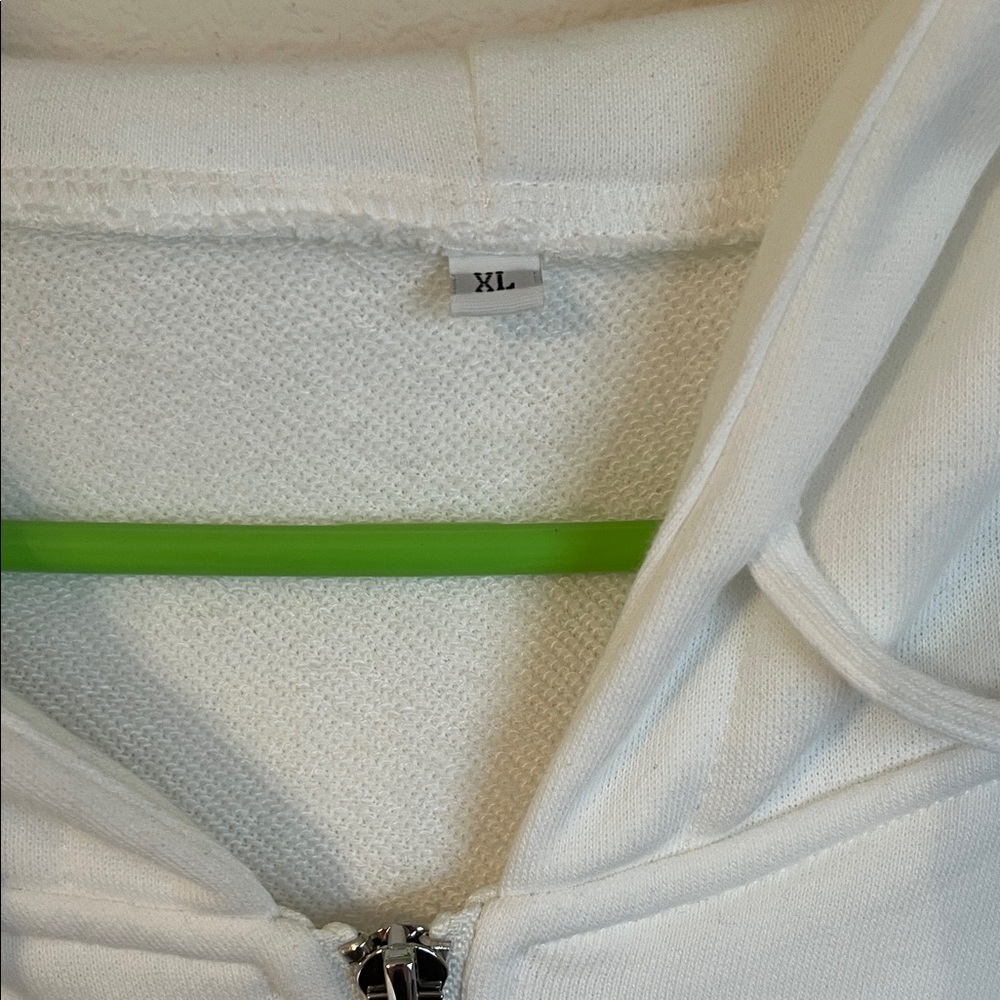 Women's White Zip-Up Hoodie - Picture 2 of 3